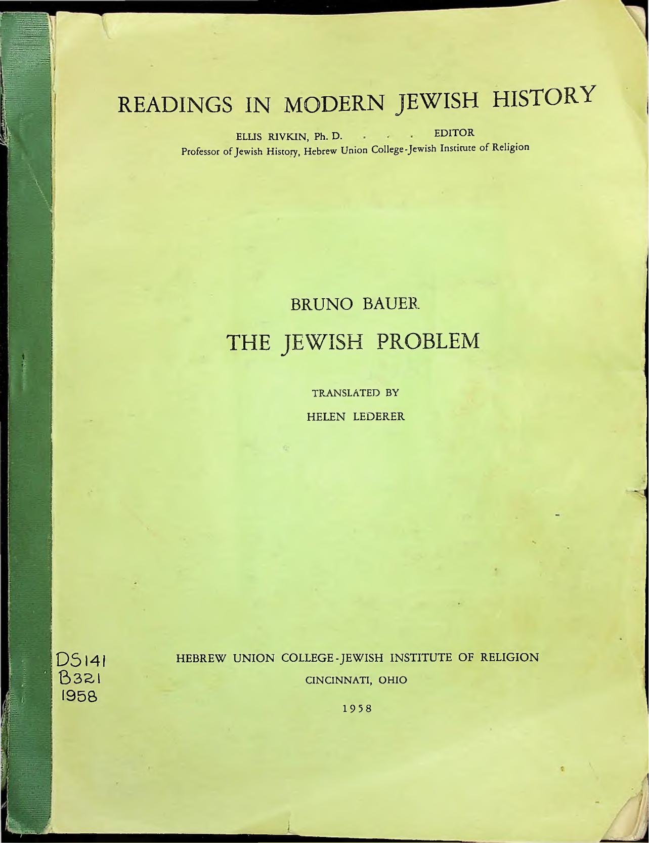 The Jewish Problem (1843)
