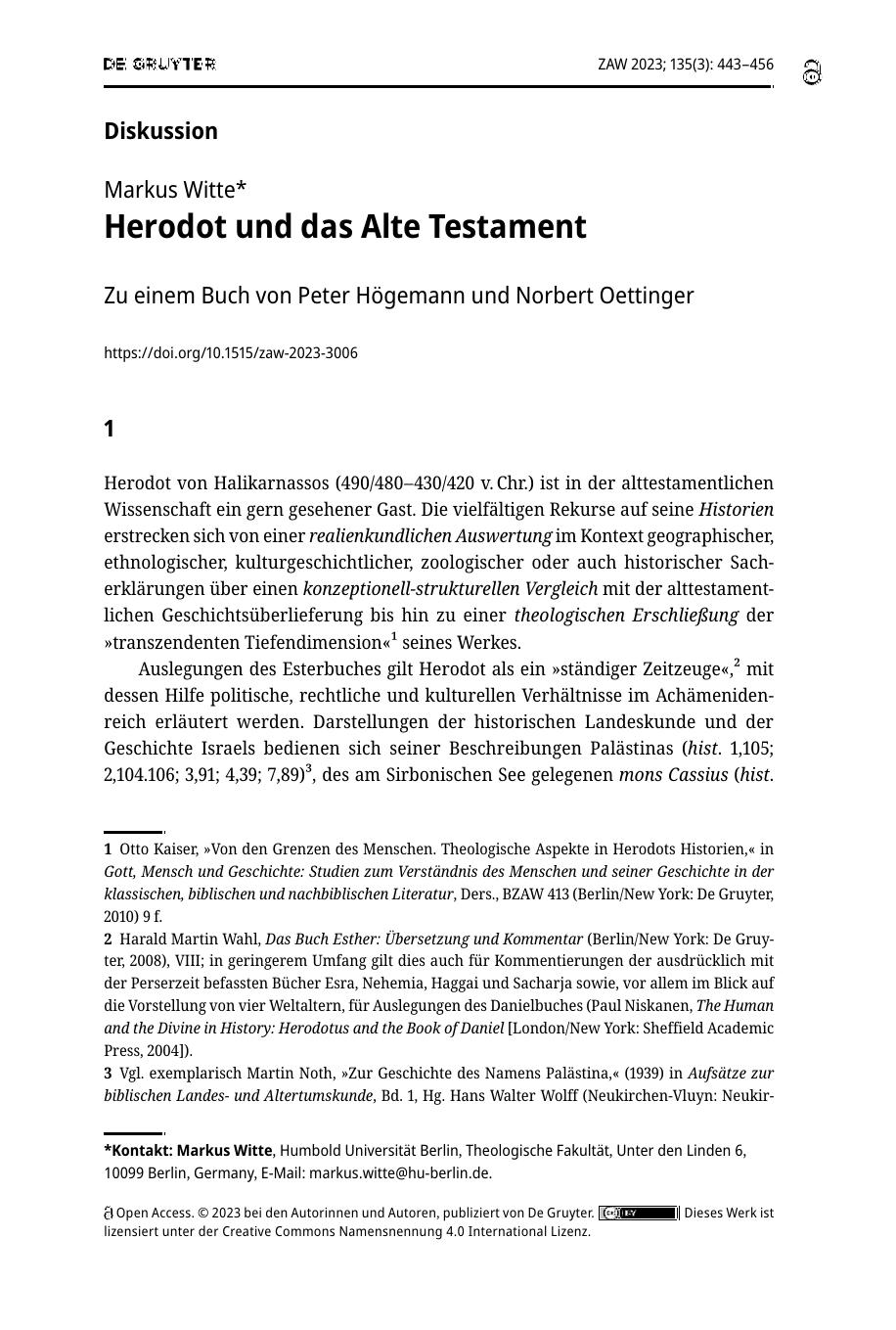 Herodot und das Alte Testament