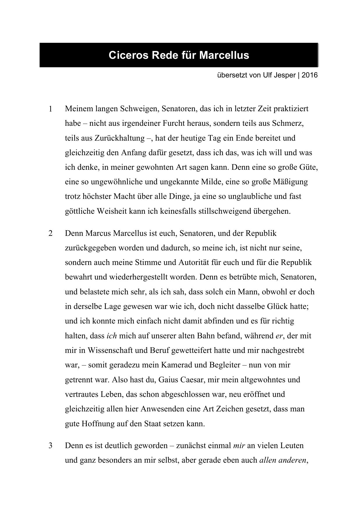 Ciceros Rede für Marcellus