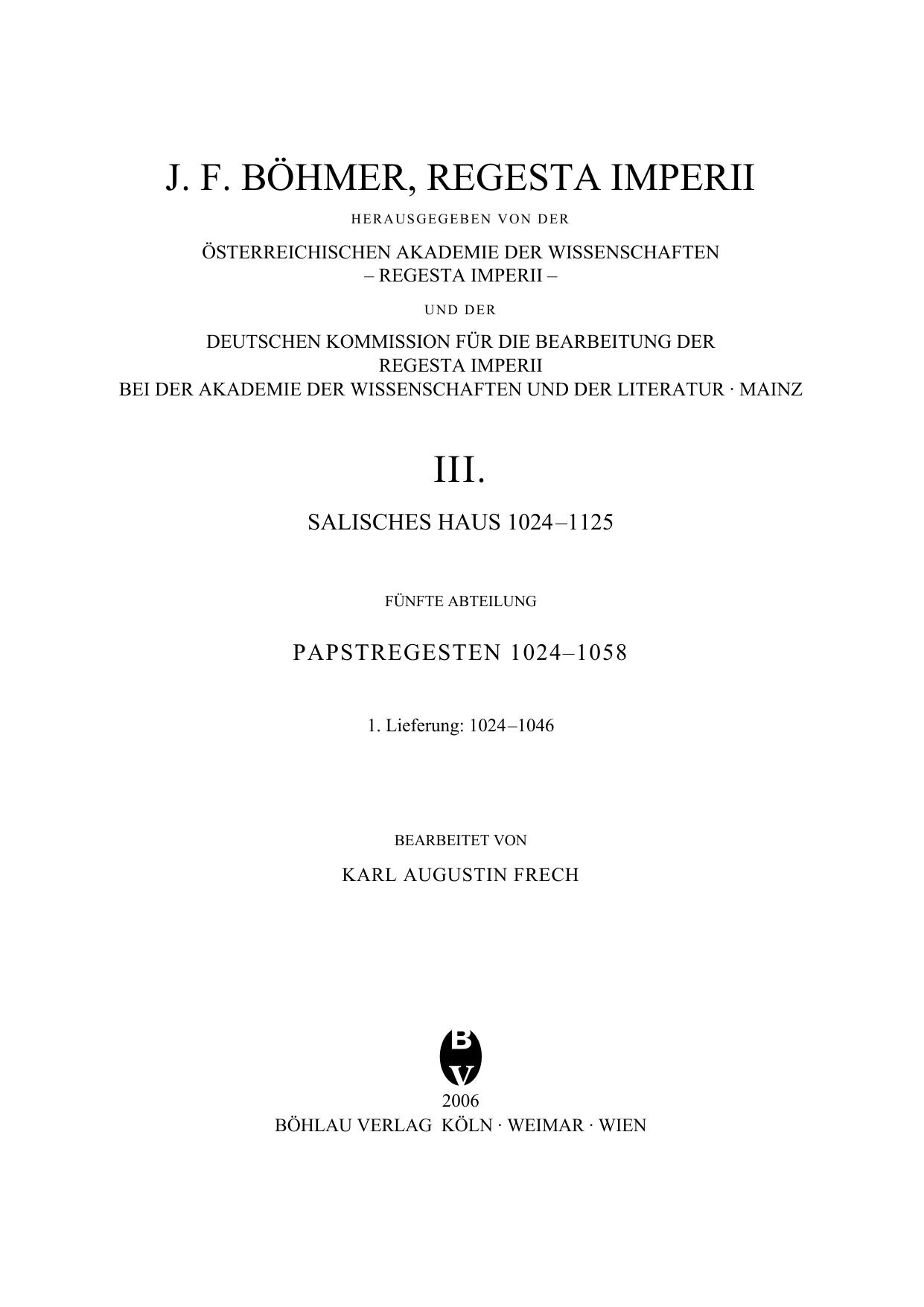 Regesta Imperii RI III 5 1 Papstregesten 1024-1046