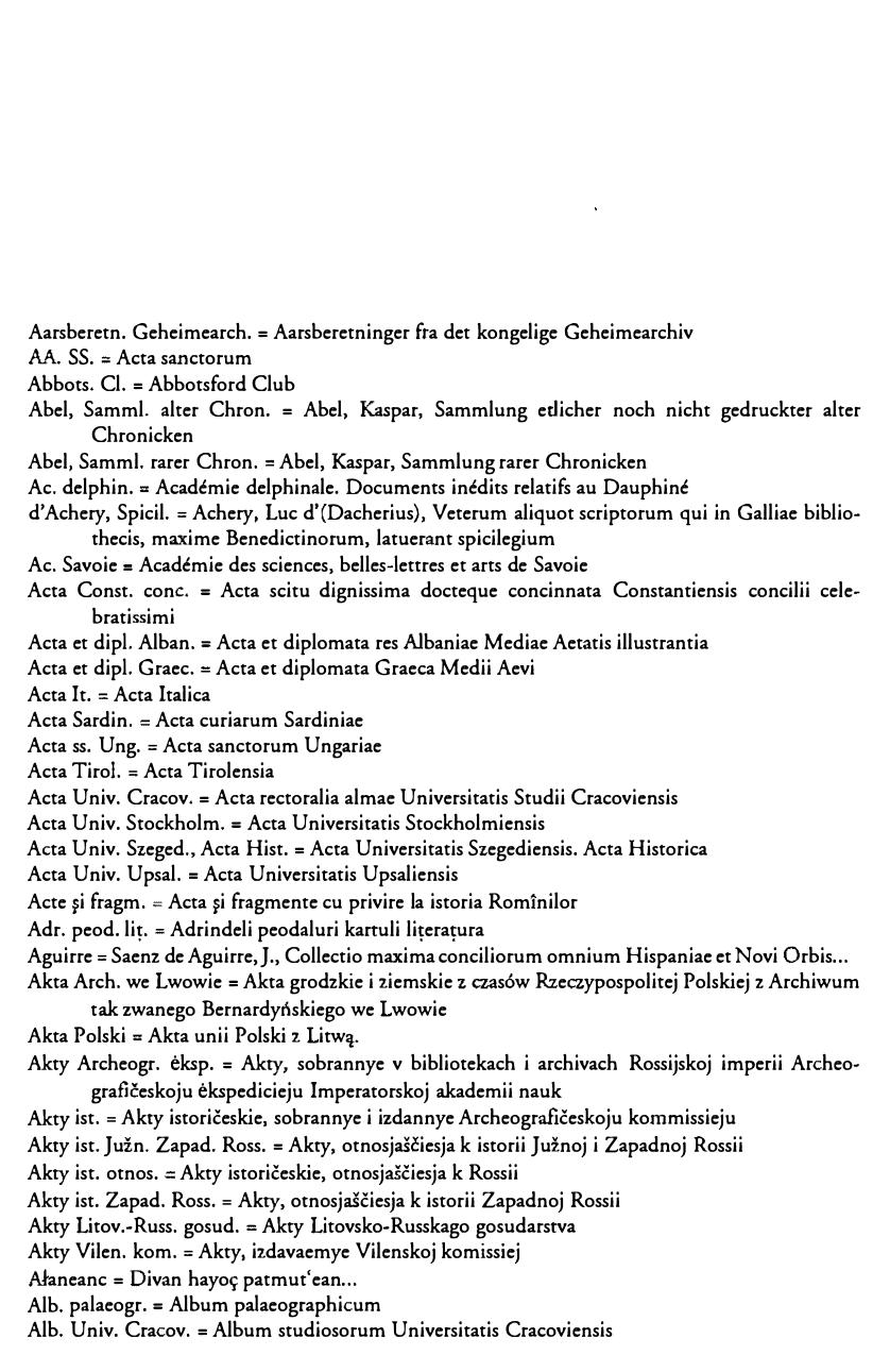 Abkürzungen Geschichtsquellen des deutschen Mittelalters