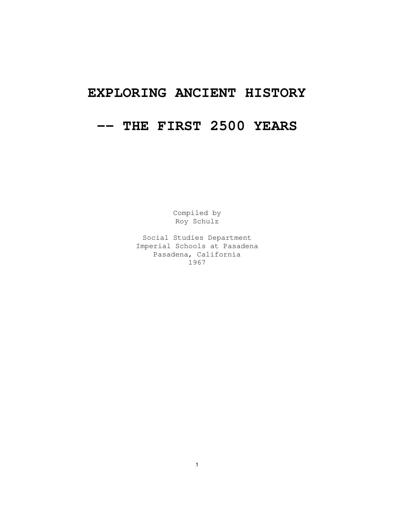 Exploring Ancient History - The First 2500 Years