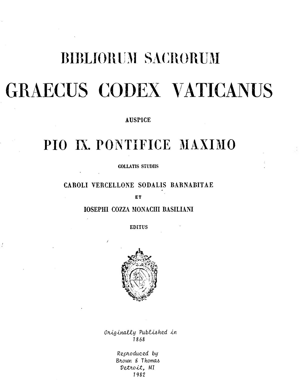 Graecus Codex vaticanus (B) fac simile