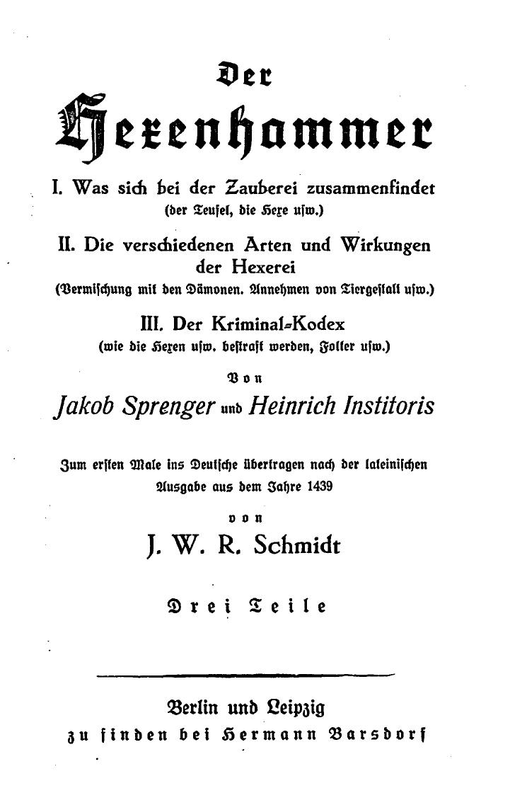 Hexenhammer Sprenger 1923