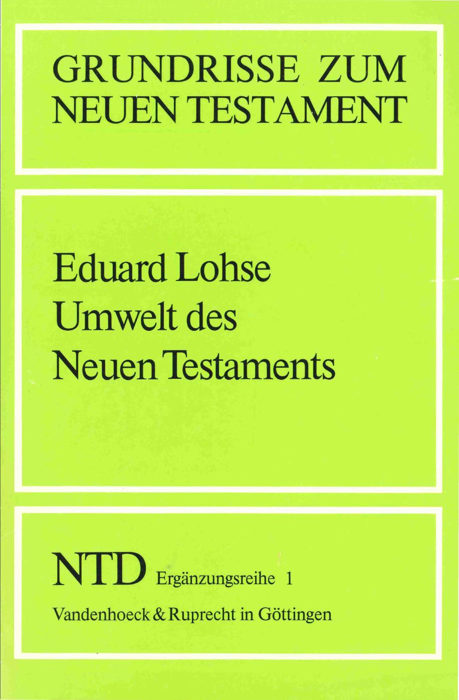 GNT.NTD 1: Umwelt des Neuen Testaments