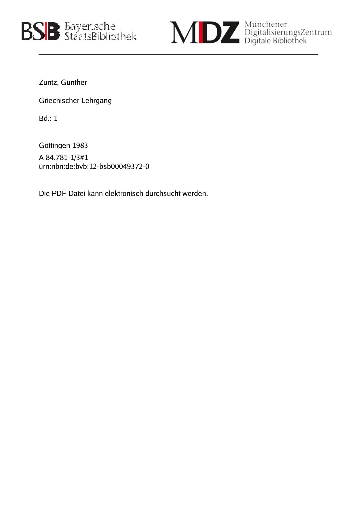 Griechischer-Lehrgang-Bd-I Guenther-Zuntz