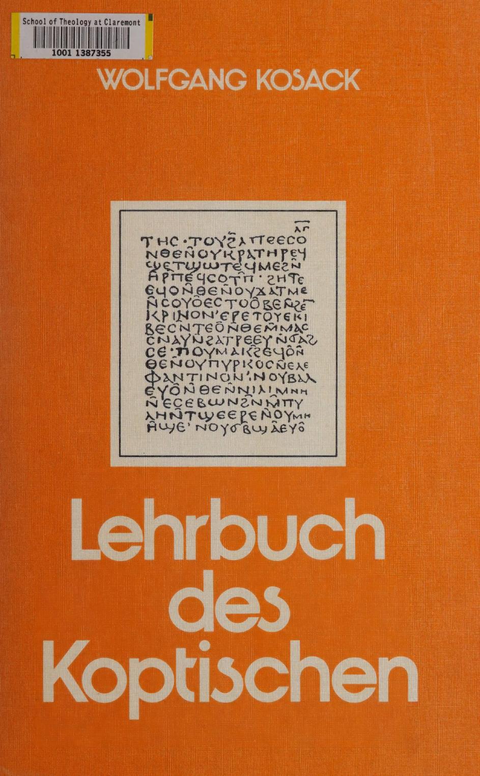 Lehrbuch des Koptischen