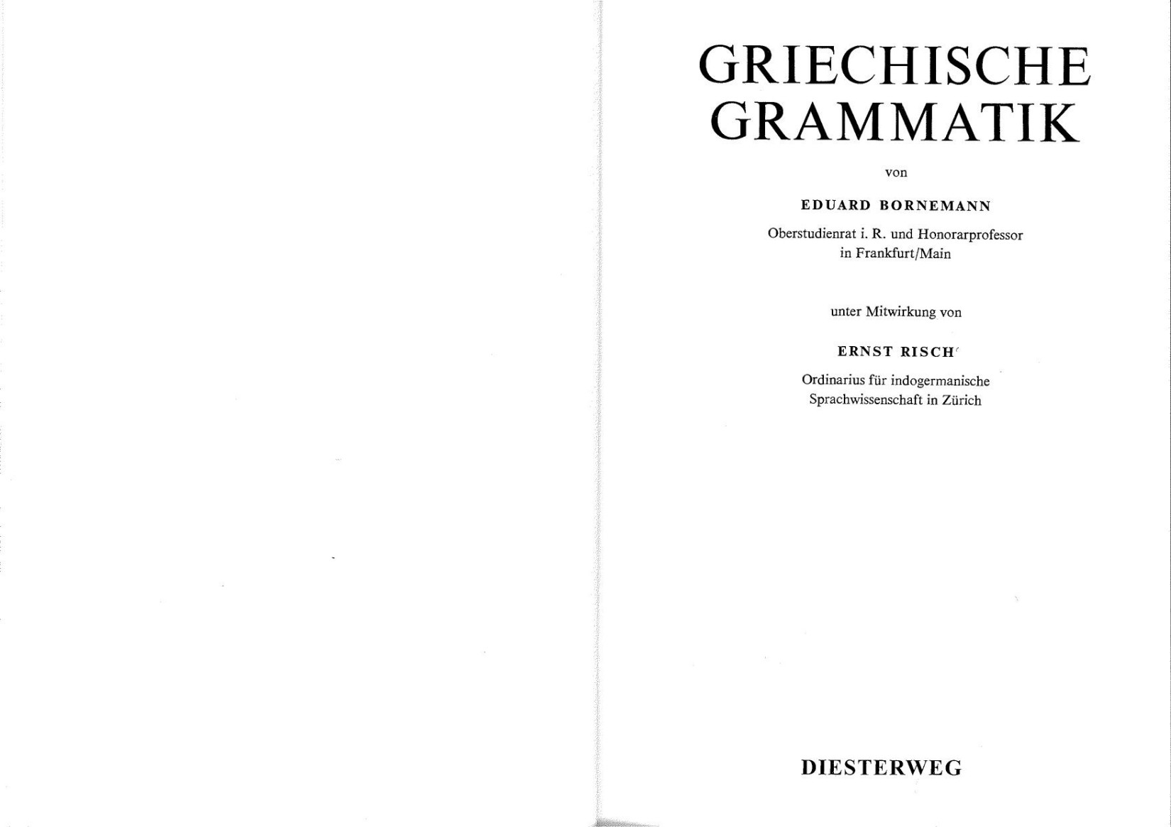 Griechische Grammatik. (Eduard Bornemann, Ernst Risch)